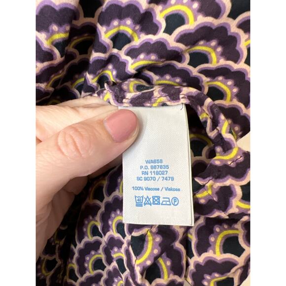 Boden Dolly Split V Neck Printed Floral Long Sleeve Blouse Womens Spring Purple - Picture 6 of 8